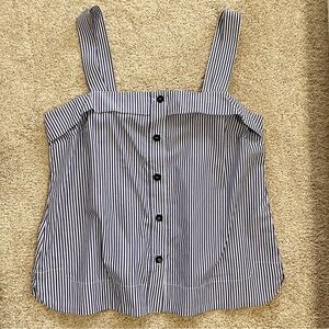 Banana Republic Blue White Striped Bow Top M